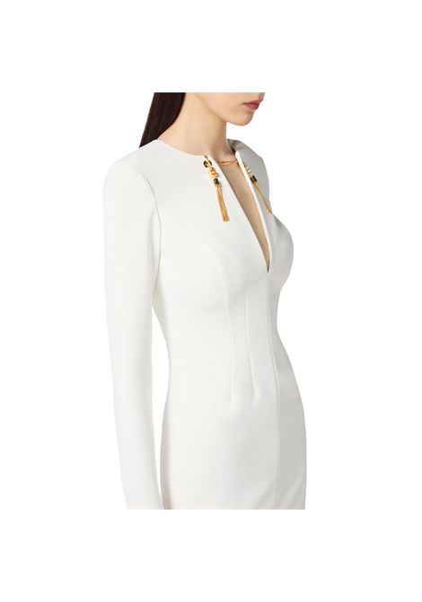 Abito Elisabetta Franchi donna AB80557E2360 Avorio con catena gioiello ELISABETTA FRANCHI | Abiti | AB80557E2360
